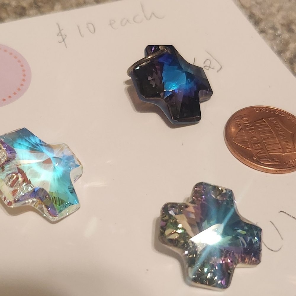 Aurora borealis crystal cross charms pendants